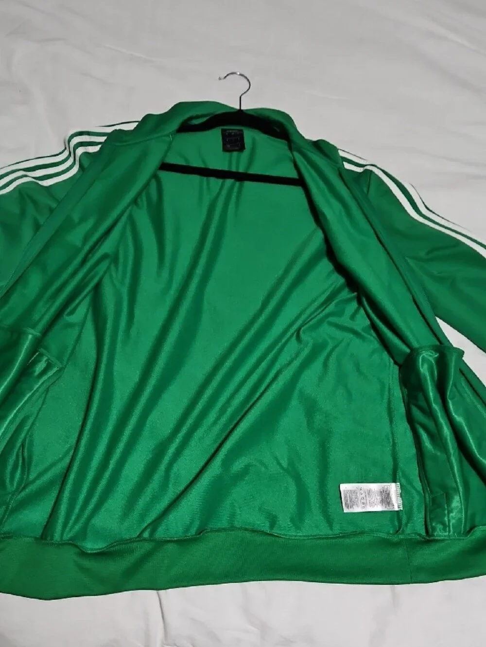 adidas Men’s Green Full-Zip Track Jacket with White Stripes